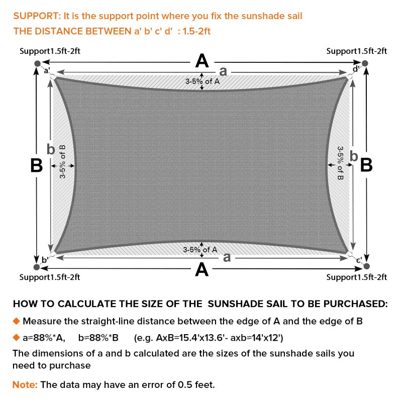 Artpuch Sun Shade Sails Canopy, 185GSM Shade Sail UV Block for Patio Garden Outdoor Facility and Activities (10'x13', Grey) - Image 5